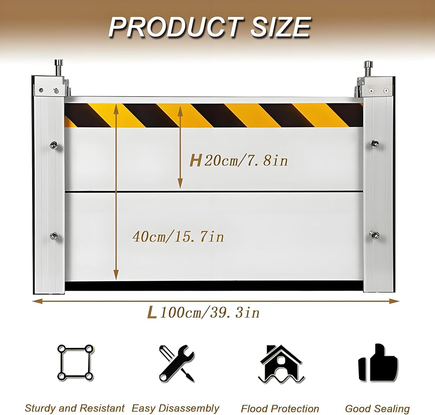 Flood Barriers for Home Exterior - Aluminum Alloy Outdoor Easy Flood Barrier Garage Doors Water Barriers for Flooding,H31.5 Inch/L5FT