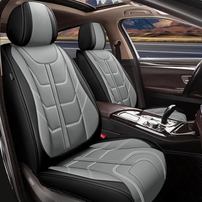 TTX LIGHTING Car Seat Covers fit for Hyundai Santa Cruz 2022-2026 Full Set: Premium Leather Automotive Seat Cover with Airbag Compatible Waterproof (5 Seats, Black & Gray)