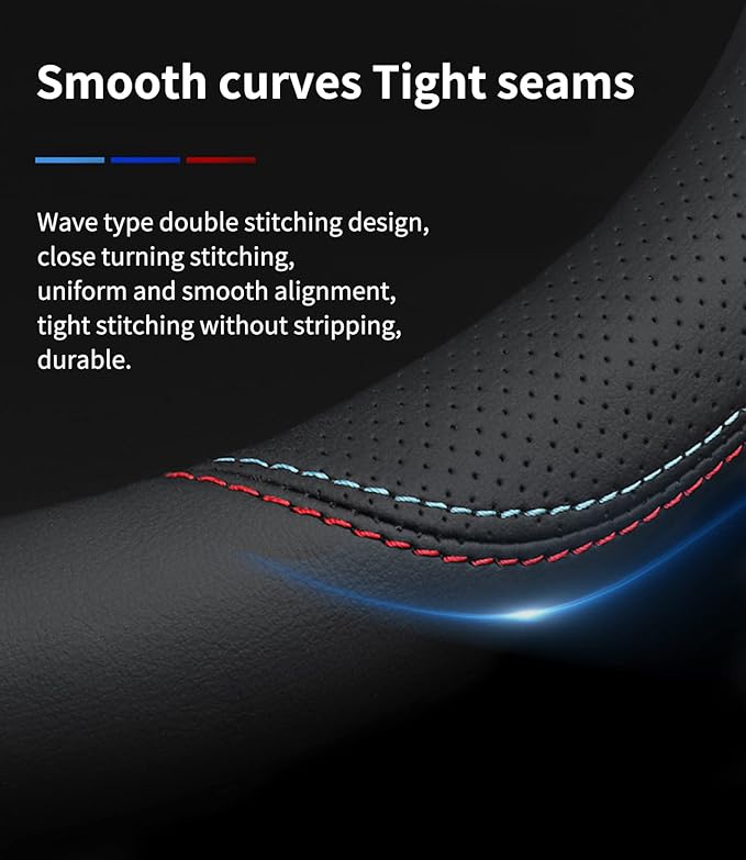 Custom-Fit Leather Car Steering Wheel Cover for Honda, C-Style, Non-Slip, Breathable