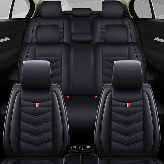Car Seat Cover 7 Seats for Ford Explorer 2000-2025, Waterproof Durable Compatible Airbag, Premium Leather Seat Protector(7 Seats Standard,Black)