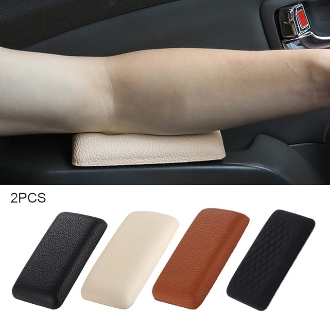 2pcs Car Arm Rest Elbow Pads, Auto Center Console Knee Cushion Adjustable Height Soft Leather Pad Knee Support Pad with Memory Foam for Universal Car Interior Accessories(BlackCloth)