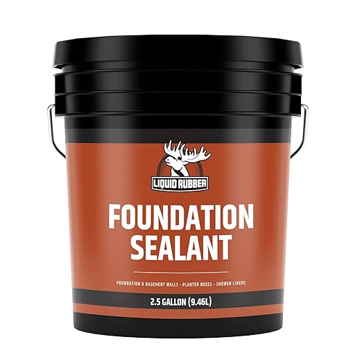 Liquid Rubber Basement and Foundation Repair Sealant - Waterproof Concrete Sealer & Crack Filler - Flexible Coating for Indoor & Outdoor Use - Waterproofing Paint - Black, 2.5 Gallon