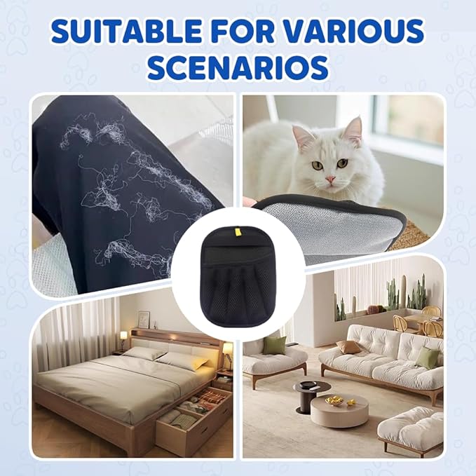 3 Pack Pet Hair Removal Glove, 2025 Upgrade Pet Hair Remover Electrostatic Gloves, Pet Hair Removal Tool Pet Hair Remover Mitt, Reusable Cat Grooming Gloves for Dogs, Cats, Furniture & Clothes