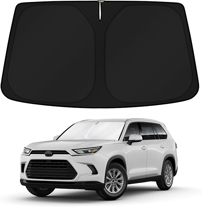 KUST Windshield Sun Shade for 2024 2025 2026 Toyota Grand Highlander Accessories Front Custom Fit Window Sunshade Sun Visor Protector Foldable Blocks UV Rays Keep Car Cooler
