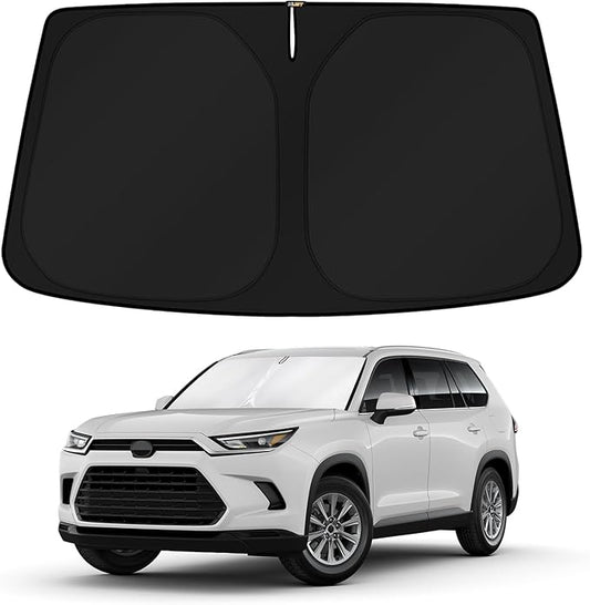 KUST Windshield Sun Shade for 2024 2025 2026 Toyota Grand Highlander Accessories Front Custom Fit Window Sunshade Sun Visor Protector Foldable Blocks UV Rays Keep Car Cooler