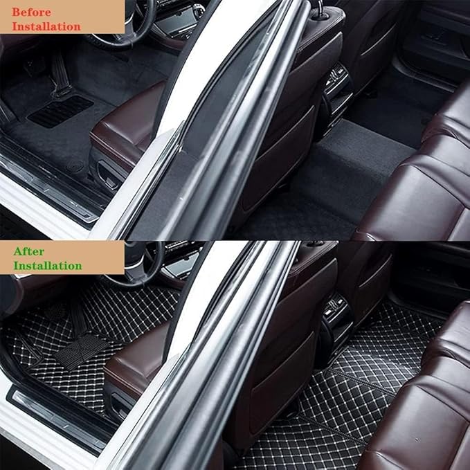 Custom Making Car Floor Mats Protection Pads for 99% Sedan/Coupe/Hatchback/SUV/Pickup Men Women Car Floor Mats Coverage Pads Anti-Slip Leather Floor Lining (Dark Brown)