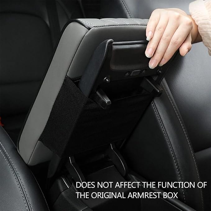 Car Center Console Cover, Memory Foam Leather Vehicle Armrest Seat Box Pad Protector, Comforable Waterproof Automotive Center Middle Cushion Mat Accessories, Universal Fit (Coffee)