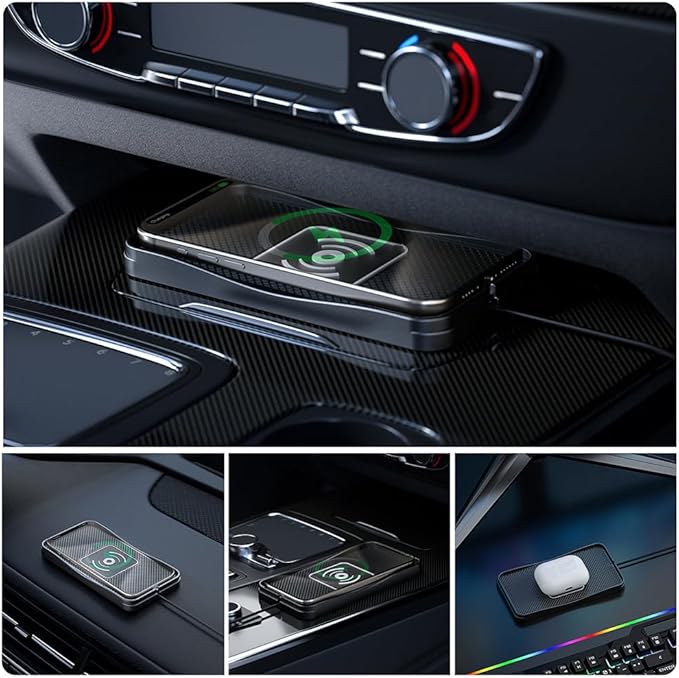 Wireless Car Charger Pad for Porsche Macan 2015-2026, Type-C/USB 20W Car Wireless Charger Non-Slip Phone Charging Pad Car Accessories,B 30cm Cable USB Plug