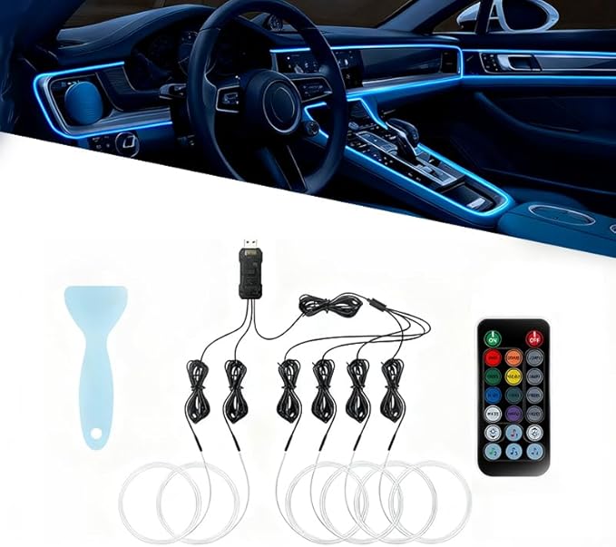 Car LED Strip Light for Peugeot Boxer 2010–2025, 6 in 1 Car Ambient Lighting Kits, Interior Interior Light Sync to Music, Auto Decorations Interior Accessories, 8M