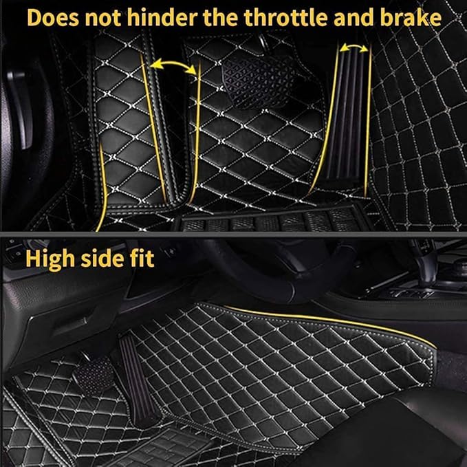 Custom Making Car Floor Mats Compatible for 2000-2025 All Mode Sedan SUV Sports Car Full Coverage Cute Pads Protection Non-Slip Leather Floor Liners (Black+Purple Edge)
