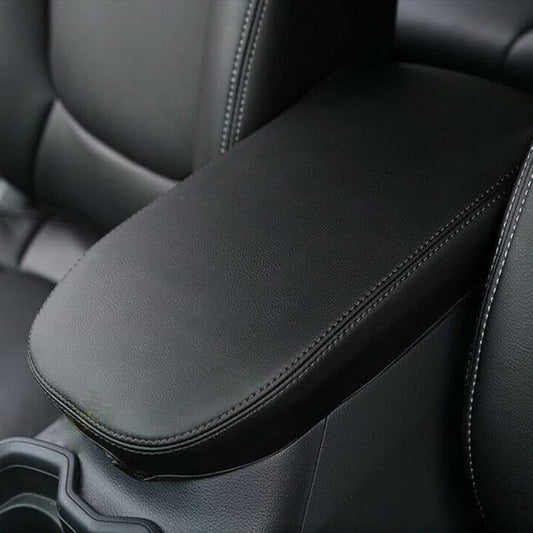 INTGET Center Console Armrest Cover for 2025 Toyota RAV4 Accessories 2024 2023 2022 2021 2020 2019 Leather Middle Console Lid Cover Pad Protector Elbow Arm Rest Covering Car(Black)