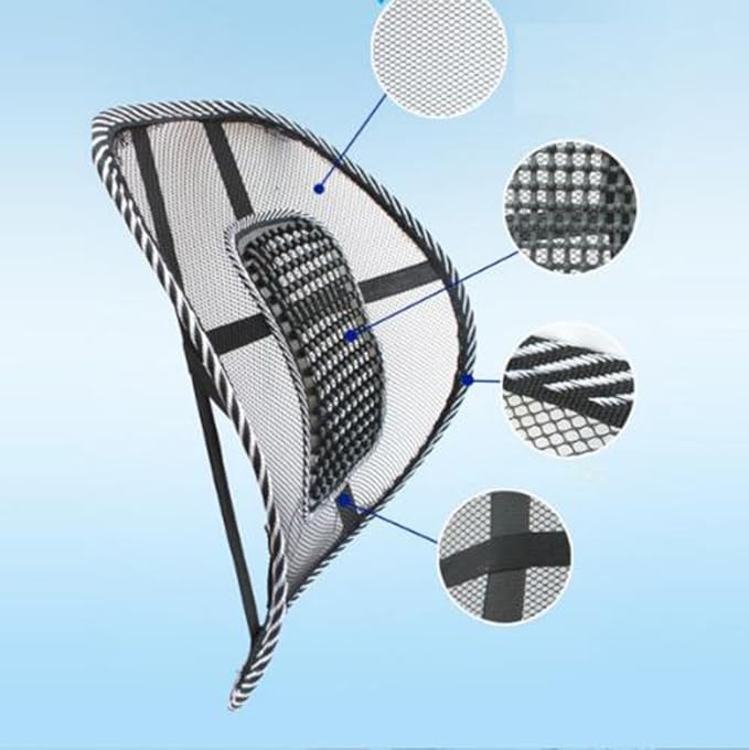 Car Seat Chair Massage Back Lumbar Support Mesh Ventilate Cushion Pad Auto Seat Back Cushion Home Office Waist Breathable Density Mesh for Back Pain and Poor Posture Fits to All Chair