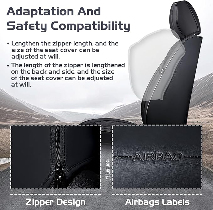 Truck Seat Covers for Toyota Tundra 2008-2026, Waterproof Premium Leather Full Coverage Car Seat Cover, Muscle Sport Style Auto Interior Seat Cover Sets (Front Set/Black)