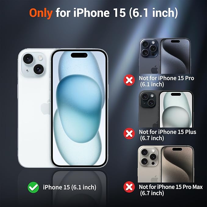 SUPFINE Magnetic for iPhone 15 Case (Compatible with MagSafe) (Military Grade Drop Protection) Slim Translucent Matte Shockproof with Anti-Fingerprint Phone Case, Navy Blue