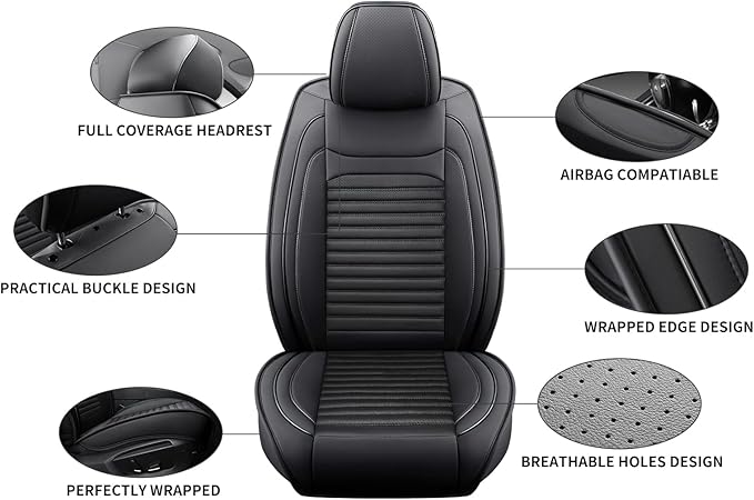 Car Seat Covers Full Set Fit for Toyota 4Runner 2001-2026, Premium Faux Leather Car Seat Protectors,Breathable Anti-Slip Full Wrapping Edge Seat Covers(Black,Full Set)