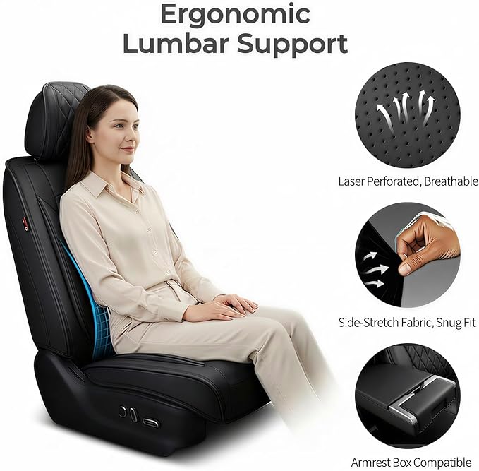 Fit for Equus Seat Covers Compatible with Hyundai Equus 2011-2016 - Waterproof Breathable Leather Automotive Seat Cushions Protector,Airbag Compatible,Only 2 Front seat Covers(Redline)