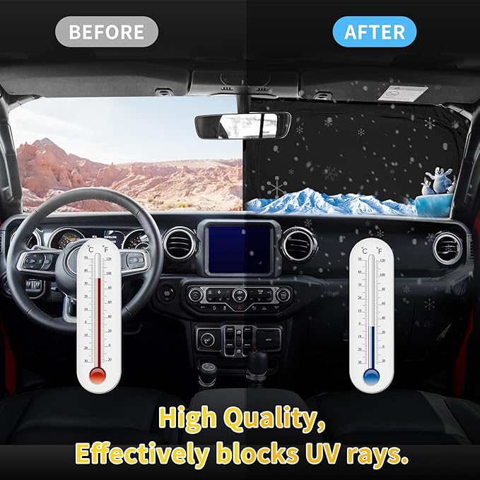 Sun Shade Sunshade for Nissan Kicks SUV 2017-2024 Windshield Cover, 4-Layers Sun Shield 250T Silver Coating Sun Visor Foldable Window Shade Blocks UV Rays Car Accessories