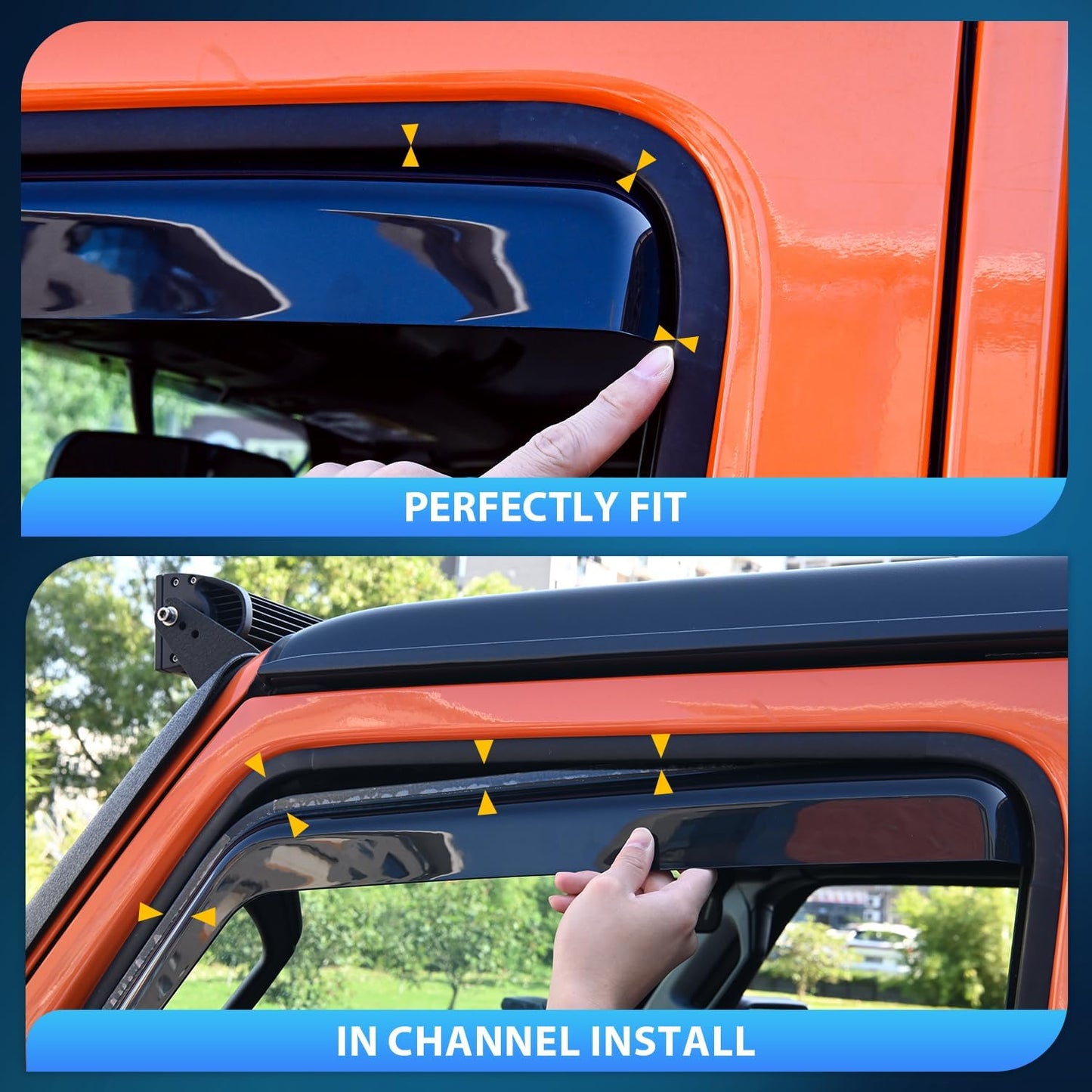 Nilight in Channel Window Deflectors for Toyota Tundra 2022 2023 2024 2025 Crew Max Vent Window Visors, Rain Guards-4PCS