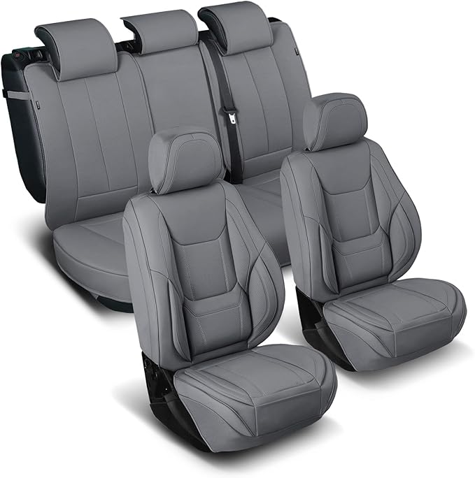 Coverland Custom Fit Car Seat Covers for SUV Compatible with [GV60, FX50, XC60, XC60 Recharge] Premium Water Resistant Leather Non-Slip Interior Protector [Full Set Dark Gray - Size Chart X54]