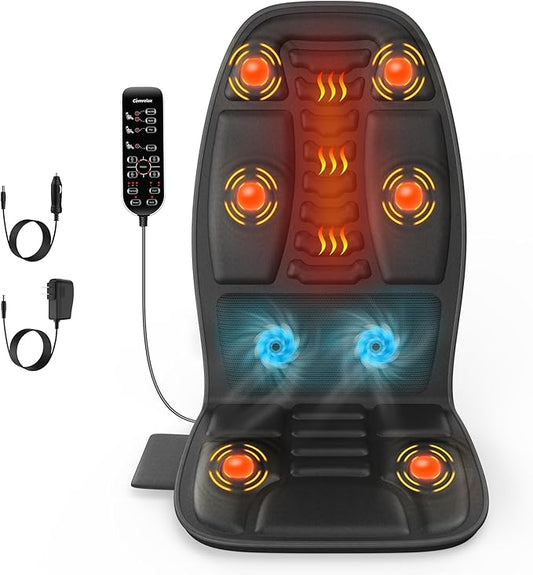 Back Massager with Heat for Pain Relief Deep Tissue, Portable Massage Chair Cushion and Seat Pad for Office, Gifts for Men & Women for Home Use