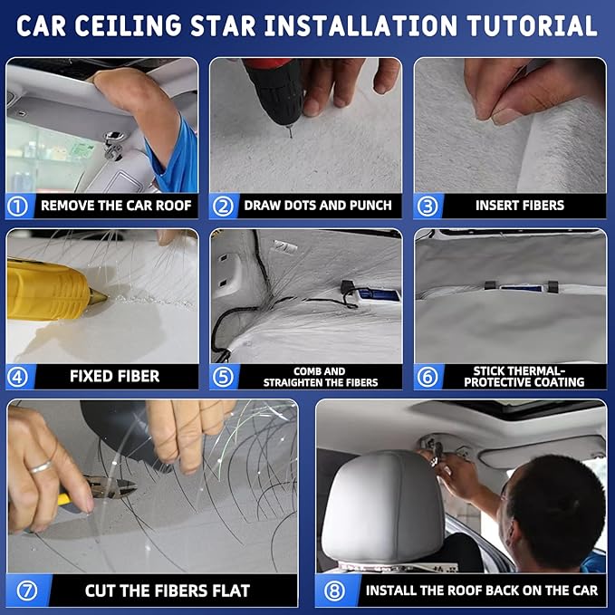 Split 4 Colors 12W Car Starlight Headliner Slim Kit 1000pcs*0.02in*9.8ft with APP&RF Remote,RGBW Fiber Optic Starlight Kit,4 Port Engine Sound Activated Star Lights for Ceiling Car Roof/Home Decor
