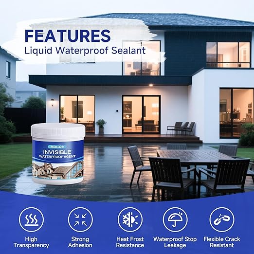 Transparent Waterproof Adhesive, 35oz Leak Invisible Waterproof Sealant for Roofs, Walls, Bathroom, Shower, Window Sills, Indoor & Outdoor Water Proof Paint