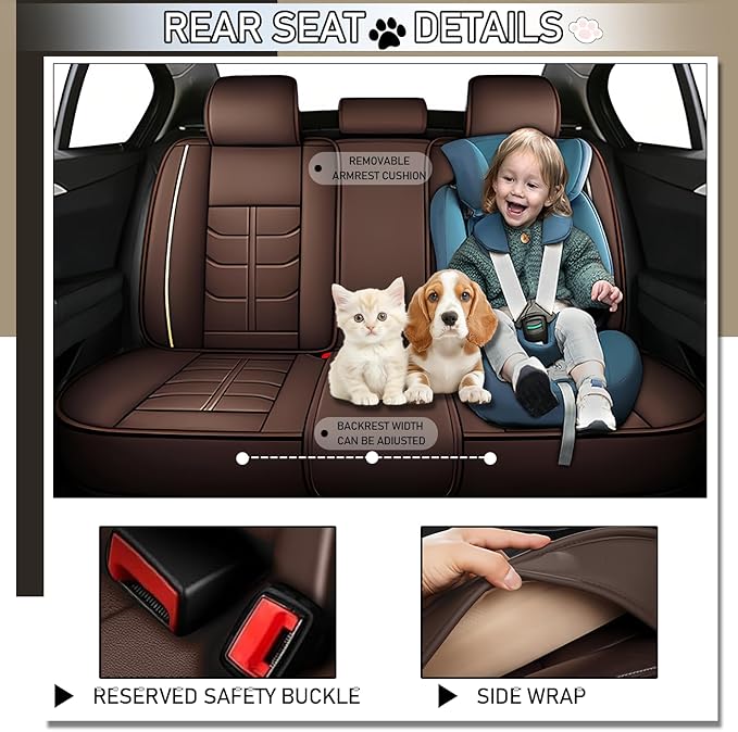 Leather Car Seat Covers Fit for Toyota Highlander Hybrid 2006-2024, 5 Seater Car Seat Cover, Premium Waterproof, Scratch Resistant Car Interior Accessories (Full Set with Pillow Coffee)