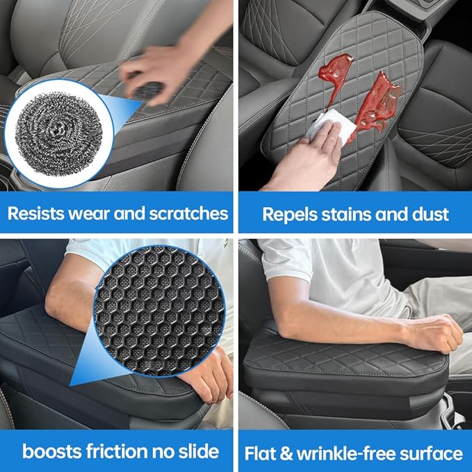 RAV4 Center Console Cover/Pad Fit 2019-2023 2024 2025,Faux Leather Toyota RAV4 Armrest mat,Posture Improving Support Cushion,Protector Console,Waterproof, Wear-Resistant,Flame-Retardant