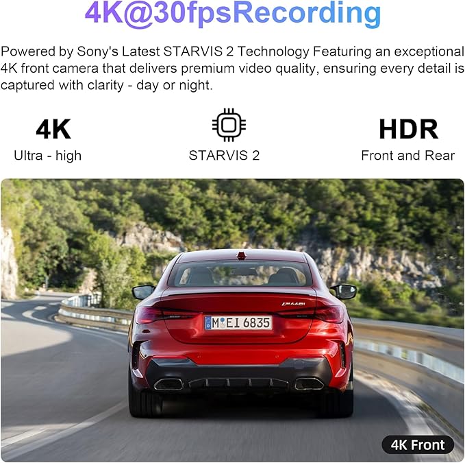Front 4K HDR Dash Cam STARVIS 2 IMX678, Custom Fit for Toyota Highlander & Hybrid Gen4 UX70 2020-2026(Model A), E Limited L XLE XSE etc, 5GHz WiFi, GPS, 64GB Card