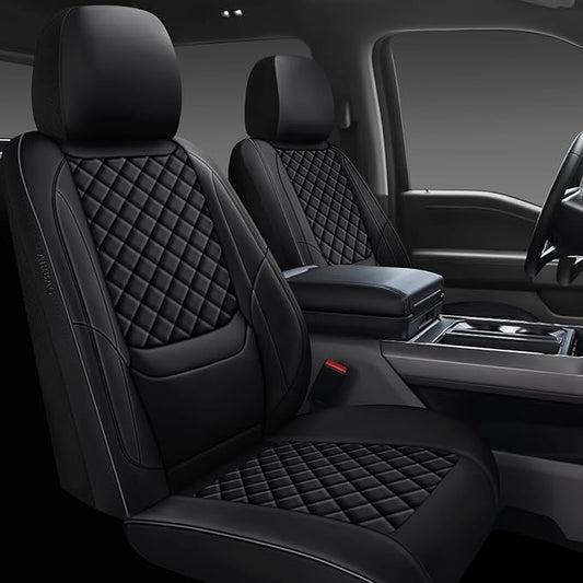 Full Coverage Leather Car Seat Covers Full Set,Waterproof Seat Covers for Cars,SUVs Trucks, Car Seat Cushion,Car Seat Protector with 5 Seats (Black, Full Set(Front and Rear-5 Seats))