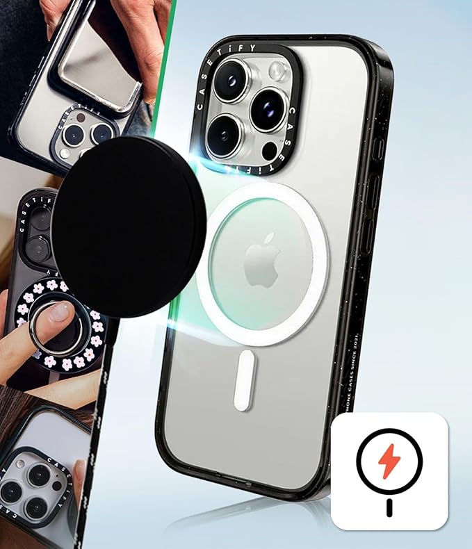 CASETiFY Impact iPhone 15 Pro Max Case [Slim/Compatible with Magsafe / 8.2 ft. 4X Military Grade Drop Protection] - Hot Lips - Clear Black