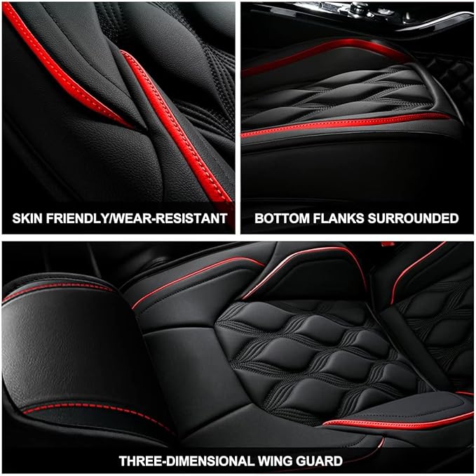 AOMSAZTO Car Seat Covers,Full Set 5 Seats Custom Fit for Jeep Renegade 2015 2016 2017 2018 2019 2020 2021 2022 2023 2024 2025,Leather Car Seat Cover Seat Cushion Protector,Airbag Compatible Black