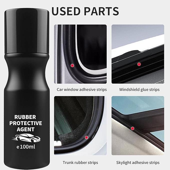 Car Rubber Seal Protectant - Gummi Pflege, Car Door Rubber Seal Protectant Strip Lubrication, Black Plastic Car Trim Restorer, Window Track Lubricant, Use on Car Door, Window, Trunk Seals (2)