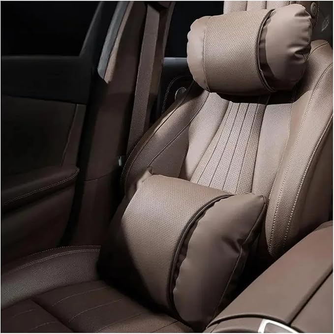 1/2PCS PU Leather Car Neck Pillow & Lumbar Support Cushion, Breathable Universal Seat Headrest Waist Pad, Soft Support Cushion for Daily Driving and Travel(A Style headrest)