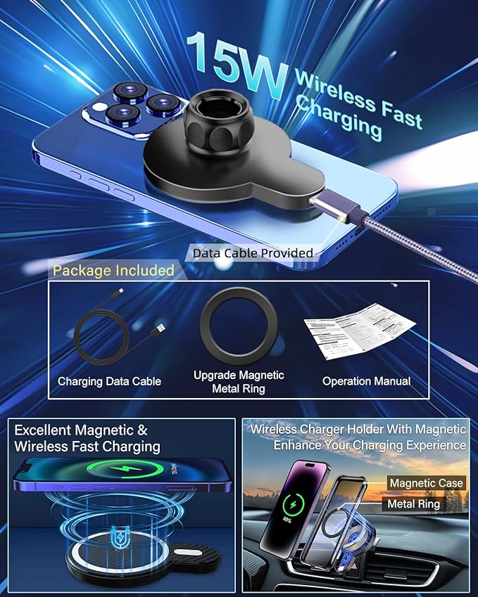 PZK Car Phone Mount for L-EXUS RX 350/ RX 450h 2010 2011 2012 2013 2014 2015 Accessories Custom Air Vent Car Phone Holder Magnetic 15W Fast Wireless Charger 360° Rotation Automobile Cradles
