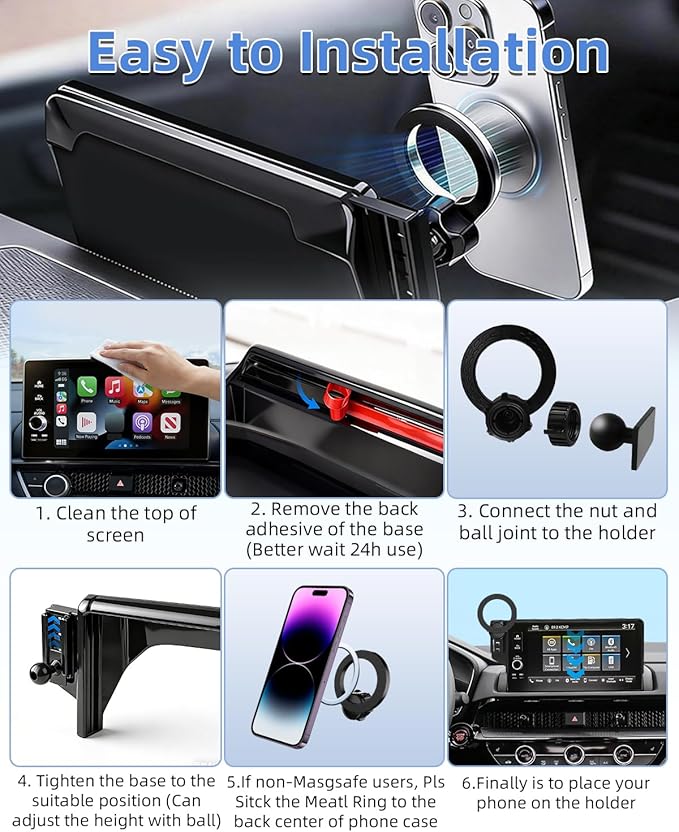 PZK Car Phone Mount for 2024-2026 BMW X5 BMW X6 /2023 2024 2025 2026 BMW X7 Accessories Custom 14.9-inch Screen Compatible with MagSafe Car Phone Holder with 360° Rotating Extension Rod