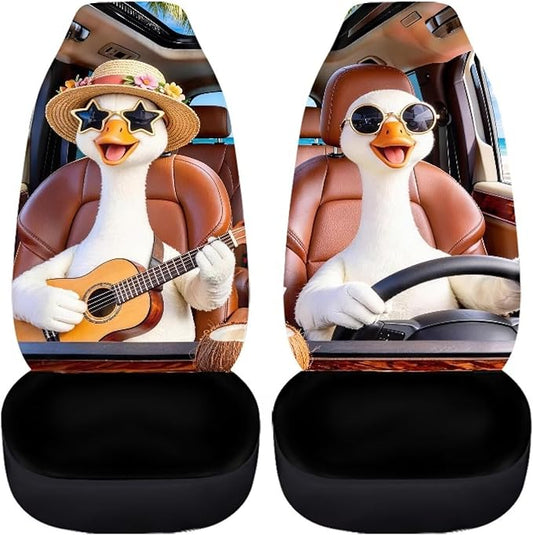 Goose Car Seat Covers Cool Comfortable Car Seat Cover for Front Seats Set of 2 Removable Automotive Accessories Elastic Polyester Suitable for Most Cars,SUV,Sedan