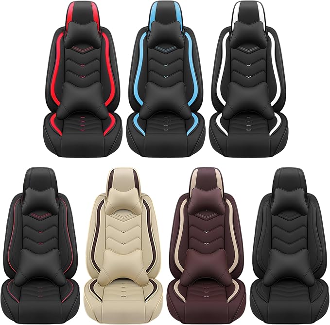 Car Seat Covers Fit for Infiniti g37 2000-2026, Stylish Sport Seat Covers, Waterproof Wear-Resistant Premium Nappa Leather Car Seat Cover.(2 Pcs Front with Pillow/Black White)