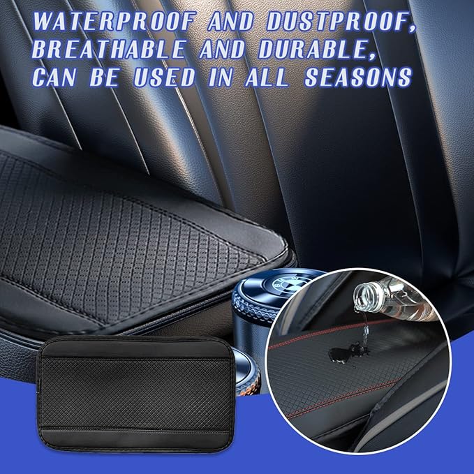 Ziciner Leather Car Center Console Armrest Pad, PU Waterproof Auto Seat Box Cover Protector, Hand Rest Cushion Protection Pad, Vehicles Interior Accessories Universal for Truck,SUV (Black A)