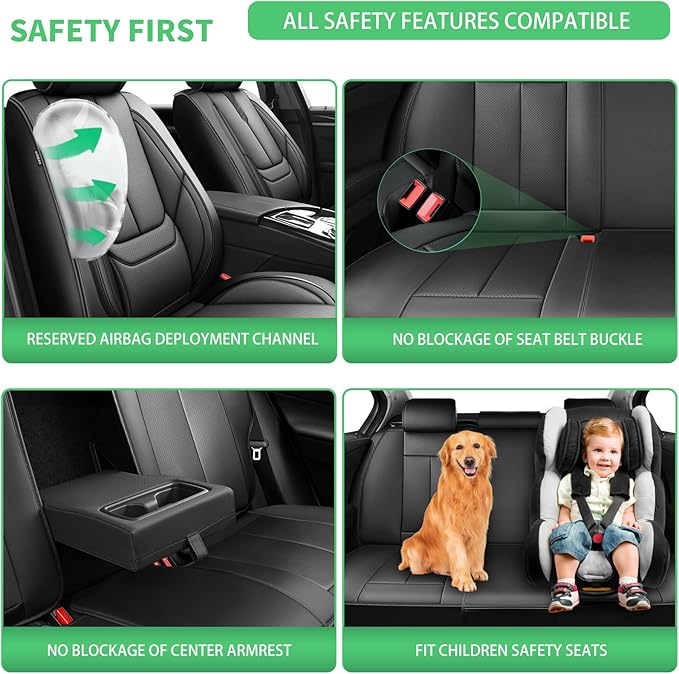 Fit Accent Car Seat Covers for Hyundai Accent 2006-2025 2026 -Upgraded Premium Waterproof & Breathable Leather,Airbag Compatible,All-Weather Seat Cushion Protector,Full Set,Black