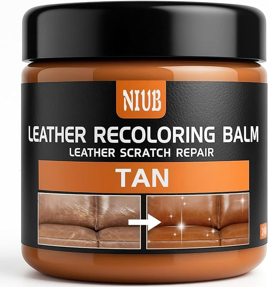 Leather Recoloring Balm Leather Color Restorer Scratch Repair Leather Paint for Furniture Couches Car Seats Shoes Bags Leather Dye and Restorer Restores Faded and Scratched Leather-TAN