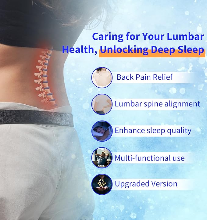 Lumbar Support Pillow for Bed – Memory Foam Waist Pillow with Cooling Cover for Comfortable Back Support – Bolster Pillow for Side, Back & Stomach Sleepers – for Bed, Sofa, Car