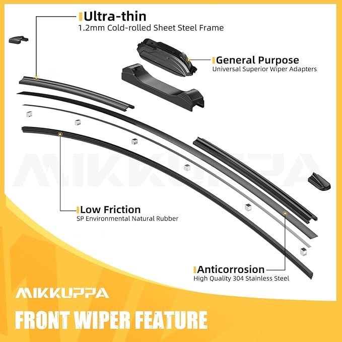 MIKKUPPA 26"+16"+12" Windshield Wiper Blades Replacement for 2019-2022 Toyota RAV4, Front & Rear Wiper Blades Set, Durable Stable Quiet All Season (Pack of 3)