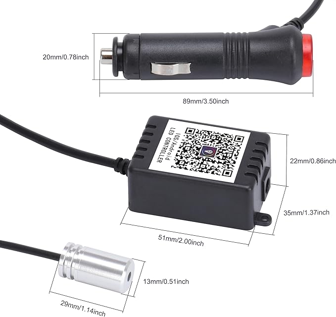 6 Meters Optic Fiber Car Ambient Footwell Lighting with Bluetooth App Control 64 Colors Multicoloured Music Interior Lighting Kit DC 12V 1W
