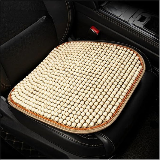 Car Seat Chair Back Cushion for Toyota RAV4 Prime 2025, Wooden Beads Ventilate Mesh Lumbar Brace Strong Durable Relieve Fatigue Summer Interior Accessories,B-Seat pad