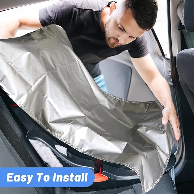 U0U 2PCS Car Seat Sun Shade Cover,Baby Car Seat Heat Protector to Keep Toddler Seat at a Cool Temperature,Reflective Car Seat Covers Shield from Heat and UV Sunlight