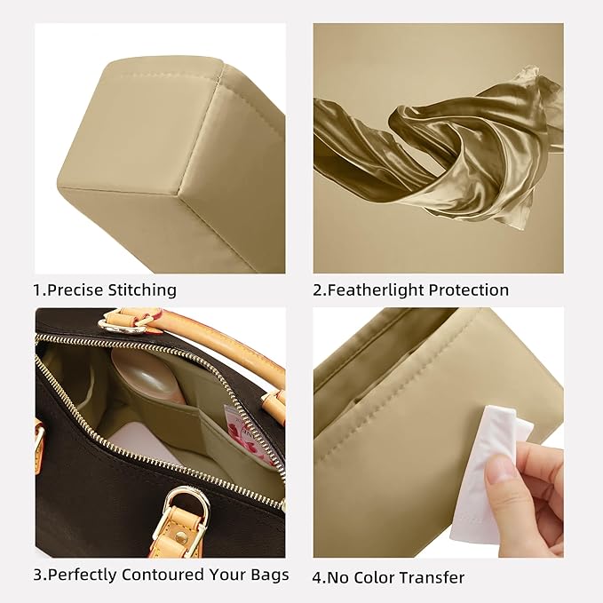 DGAZ Silk Purse Organizer Insert Fits LV Speedy 16/20/25/30/35/40/45 bags，Silky Smooth Bag Organizer，Luxury Handbag & Tote Shaper(S2 trench,SP45)