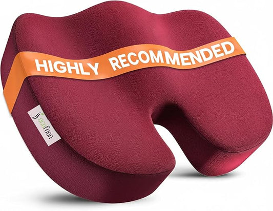Seat Cushion – Memory Foam, Non-Slip Orthopedic Coccyx Support for Office Chairs, Car Seats & Home, Ergonomic Tailbone, Sciatica & Lower Back Pain Relief