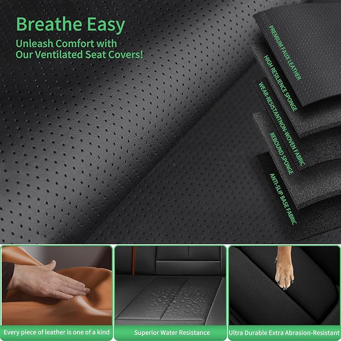 Fit Yaris Car Seat Covers for Toyota Yaris 2008-2018 2019 2020-Upgraded Premium Waterproof & Breathable Leather,Airbag Compatible,All-Weather Seat Cushion Protector,2 Front/Black-Brown