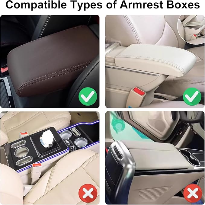 NBTEPEM Bling Car Center Console Cover, Leather Car Arm Rest Cover Cushion with 2 Storage Bags, Universal Auto Armrest Protector Storage Box, Bling Accessories Interior for Most Vehicles (Multicolor)